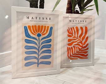 Matisse Poster Set of 2 Henri Matisse Print Wall Art | Art Vintage | Cut-Outs Matisse Leaf Print | Printable Flowers | Retro, 70&#39;s Vibes