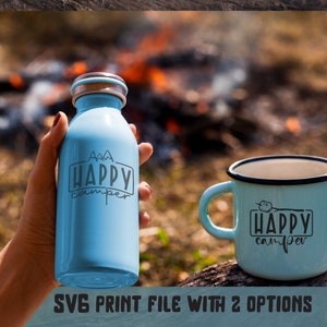 Happy Camper SVG, Camping svg, Outdoor svg, Adventure svg, Marshmallow svg, Camp Flag svg, Camp Bucket svg, Arquivos cortados, Cricut, Png, Svg