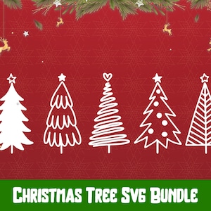 Kerstboom Svg-bundel | Kerst-svg | Kerstboom Svg | Witgouden kerstclipart | Digitale kerstcricut silhouet