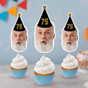 Personalized Face Cupcake Toppers (30th, 40th, 50th, 60th, 75th Birthday) Old Man Party | Birthday Cupcake Toppers for Adults
