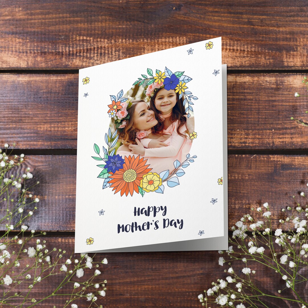 Photo Mother's Day Card Printable Template | Editable Mother's Day Card ...