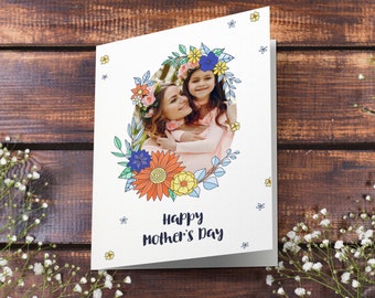Blumen Foto Muttertag Card Template | Druckbare, bearbeitbare PSD