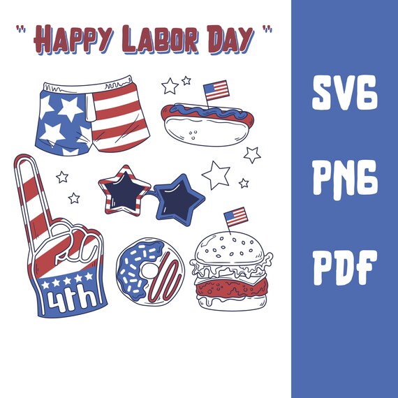 Happy Labor Day Patriotic Clipart Bundle (SVG, PNG, PDF)