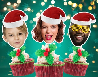 Printable Cupcake Toppers | Santa Hat Custom Cupcake Toppers | Christmas Personalized | Custom cupcake toppers| Personalized Cupcake Toppers