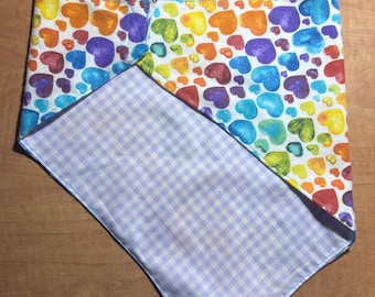 Rainbow Heart | Purple Gingham - Reversible! - Fursuit Bandana w/ Squeaker