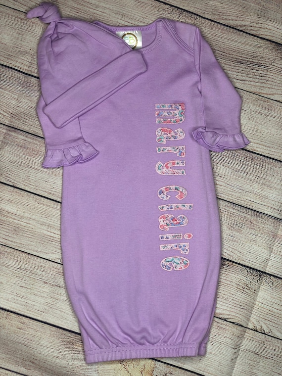 Newborn name gown appliqued girl baby gown embroidered and Etsy