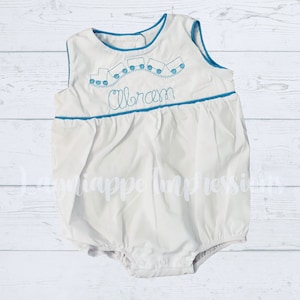 White Embroidered Bubble With Piping
