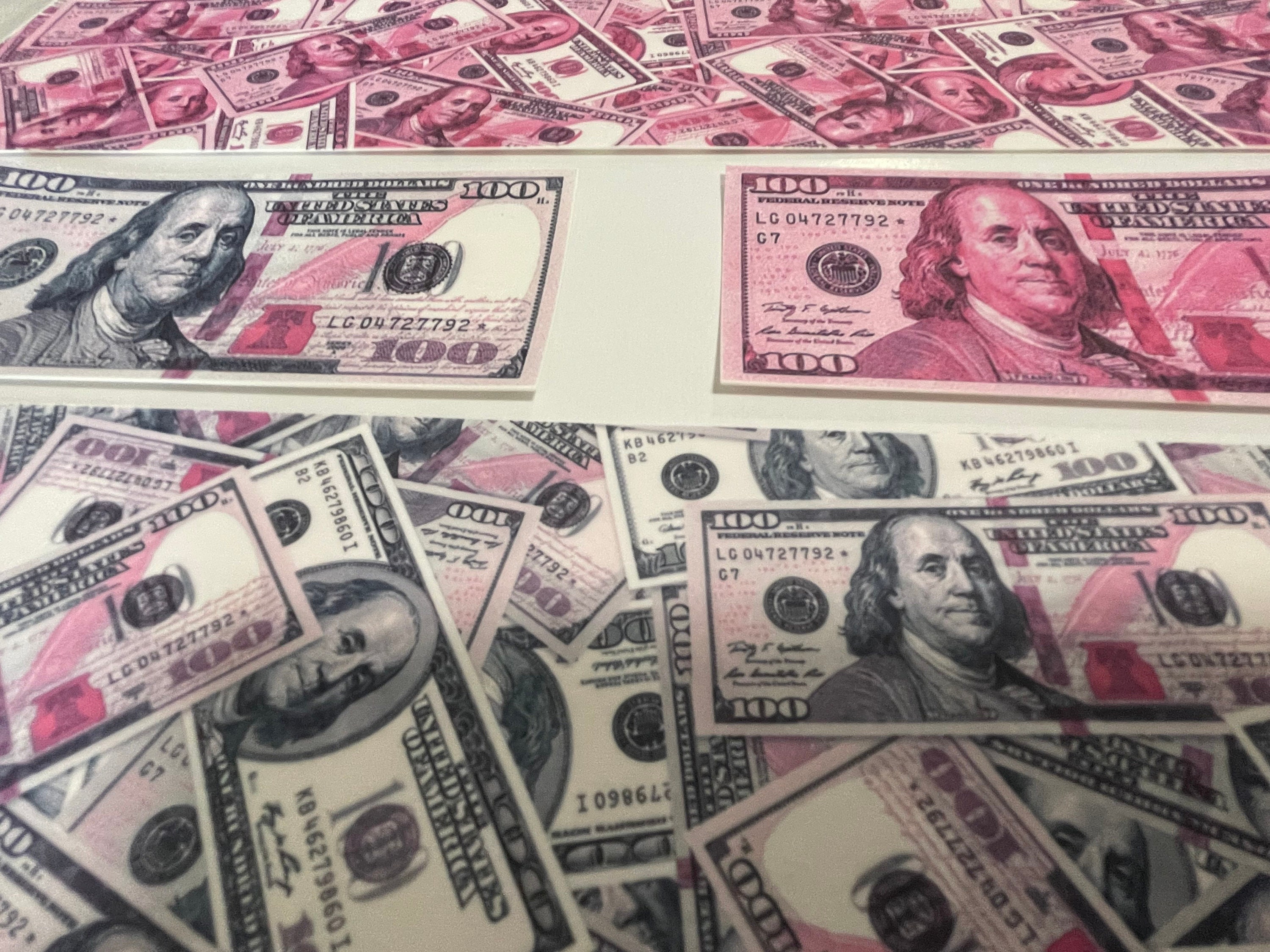 Paper Money Raps Pink Edible Fake Money Cake Strips Printed on Frosting Paper. One ...