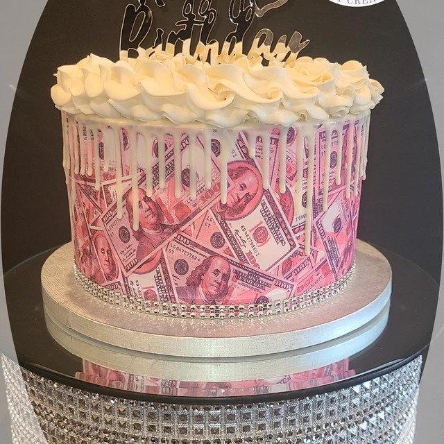 Paper Money Raps Pink Edible Fake Money Cake Strips Printed on Frosting Paper. One ...