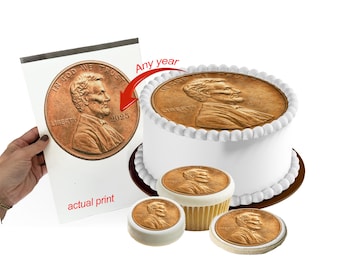 Custom round Penny Edible Image – Personalized Year Cake, Cupcake & Cookie Topper