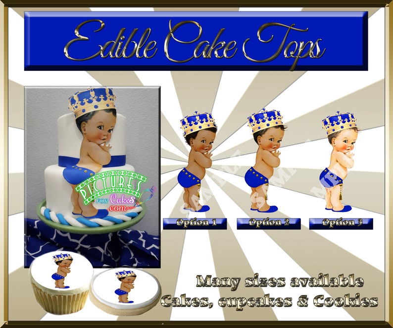 Blue Vintage Baby Boy Prince Edible Birthday Cake Toppers Etsy
