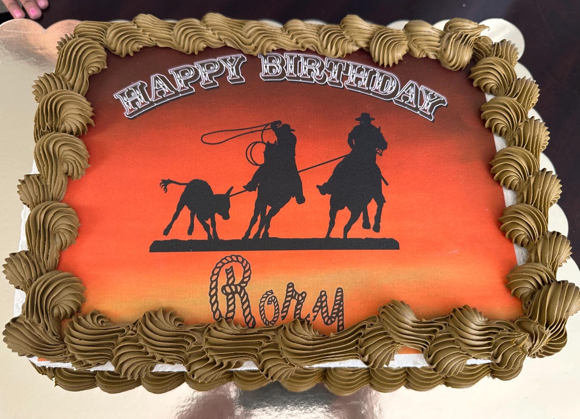 Cowboys Roping Calf Custom Birthday Cake Topper. Rodeo Edible Pictures ...