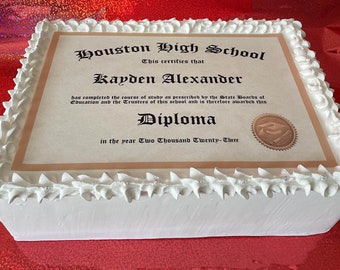 Custom 2024 Diploma edible cake toppers! Frosting paper, sugar paper High school college image, picture
