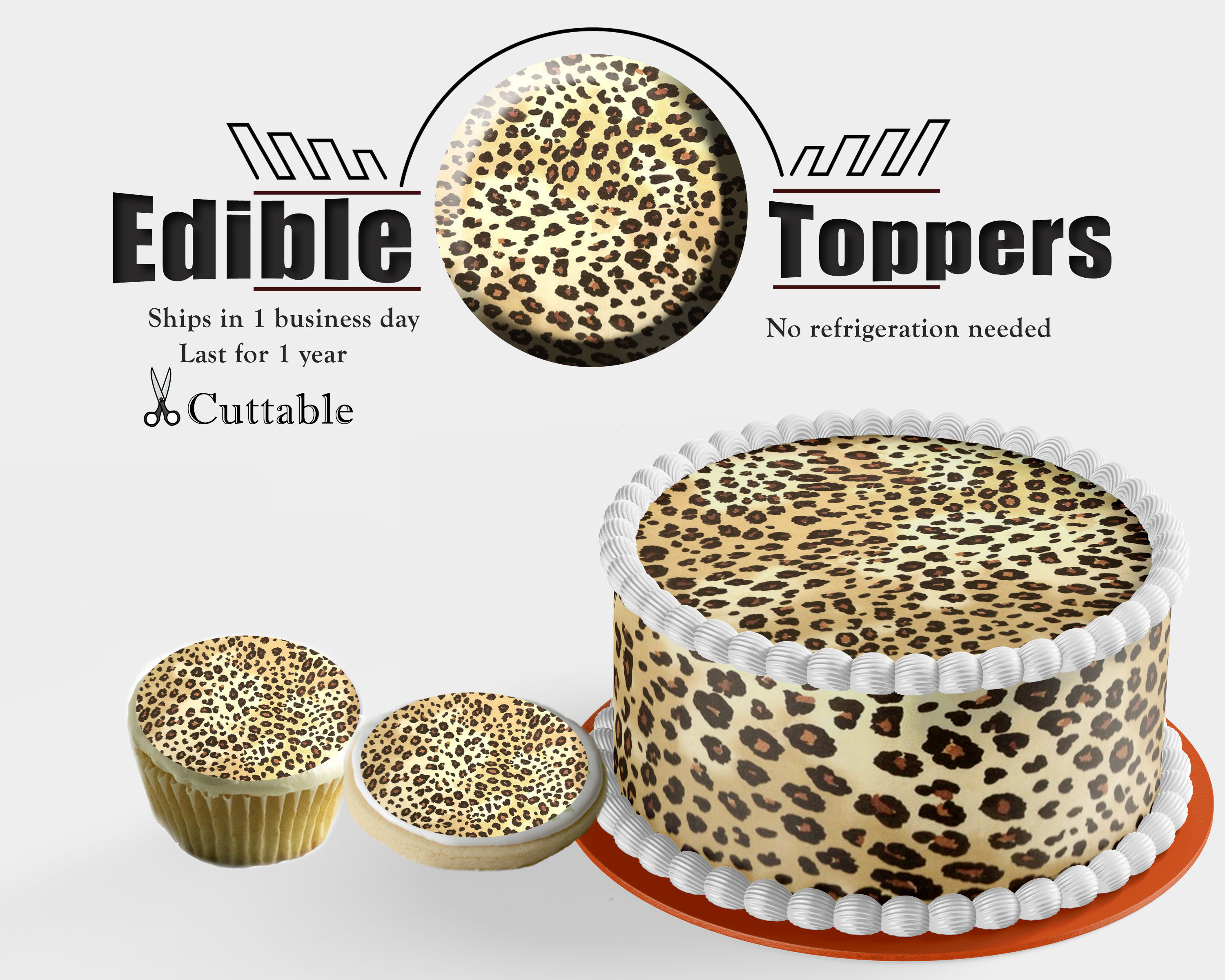 Gold and Black Leopard Cheetah Print Edible Cake Topper Image or Strip – A  Birthday Place