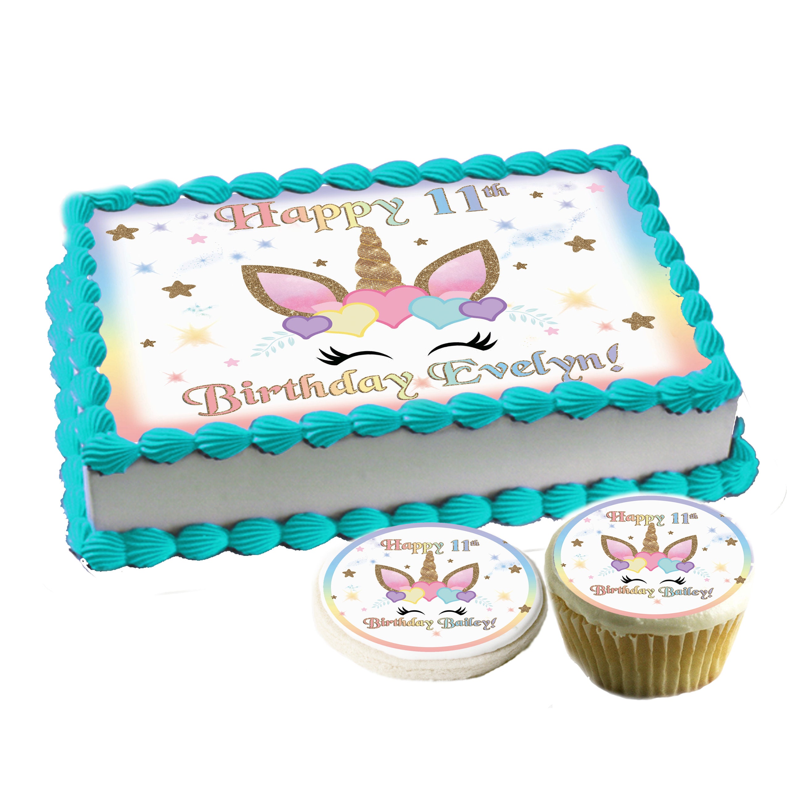 UNICORN PERSONALISED EDIBLE CUPCAKE/CAKE TOPPER/DECORATION WAFER PAPER/ICING 