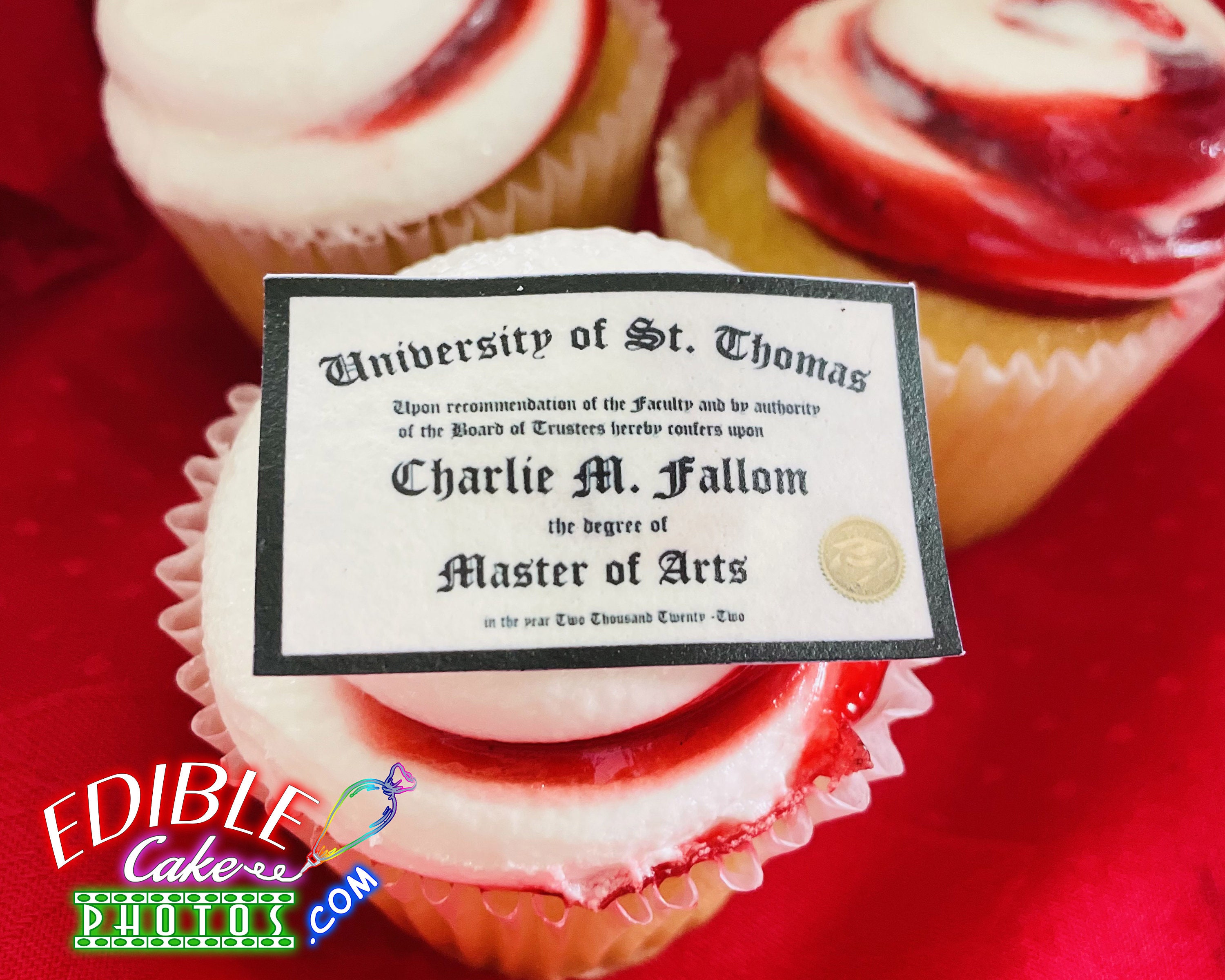 20 Custom Graduation Degree Diplomas Edible Cupcake Toppers or Etsy