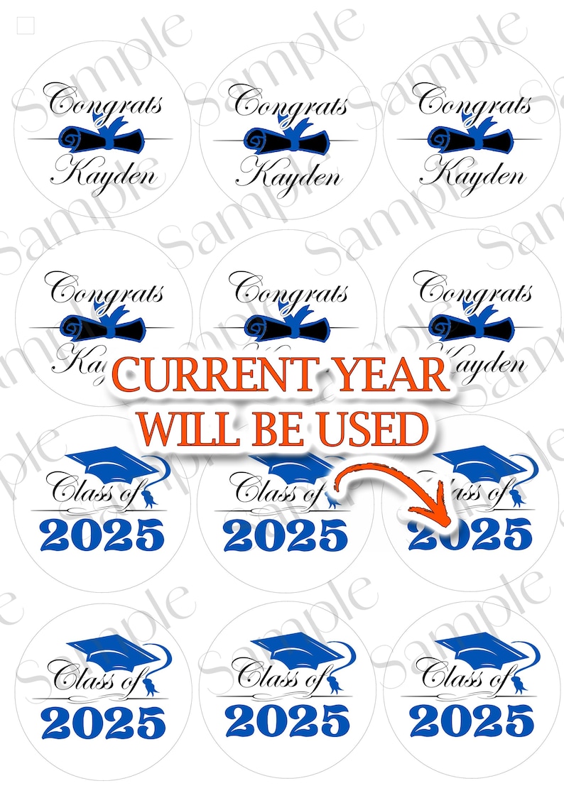 Class of 2026 Custom Graduation Edible Cupcake, Oreo or Cookie Toppers ...