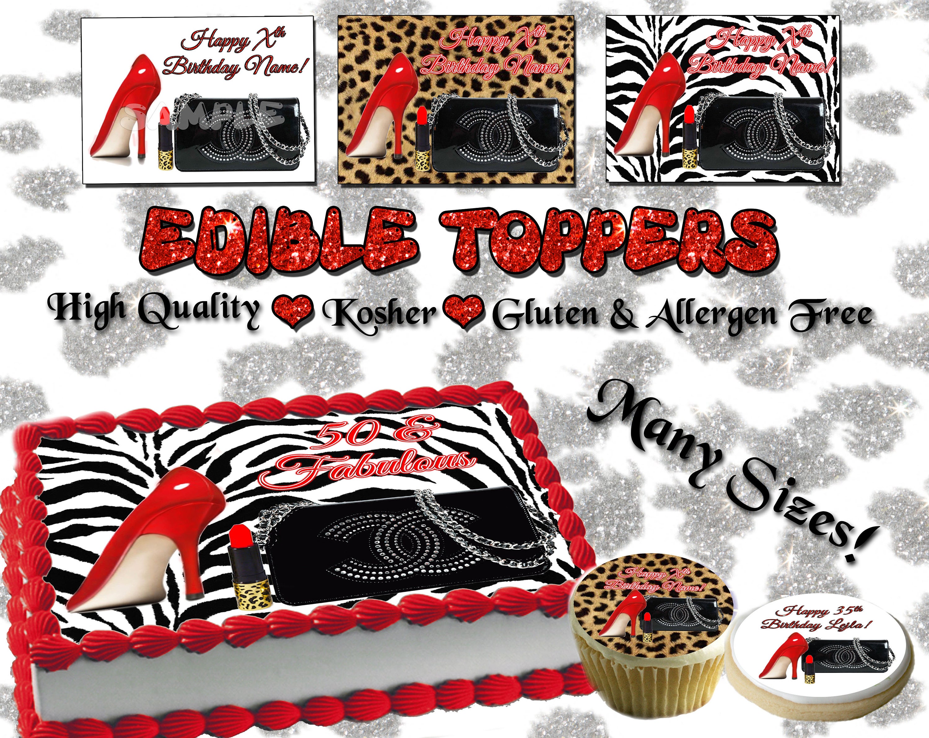 Leopard Print Stiletto Fashion Shoe Cake/Cupcake Topper On Edible Rice Paper Leopard Print Stiletto Fashion Shoe Cake/Cupcake Topper On Edible Rice Paper
