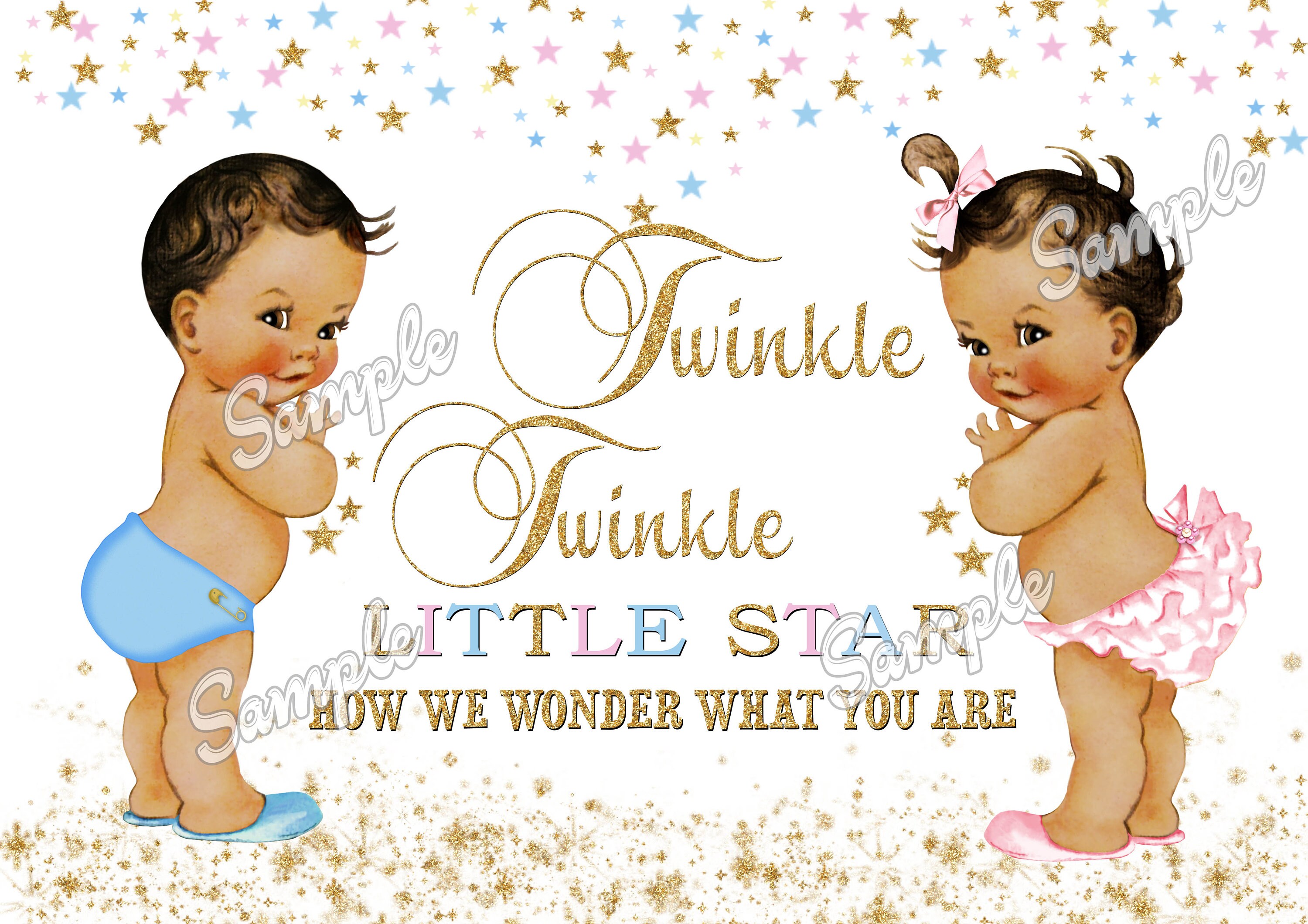 Twinkle Twinkle Little Star Gender Reveal Edible Topper for Cakes ...