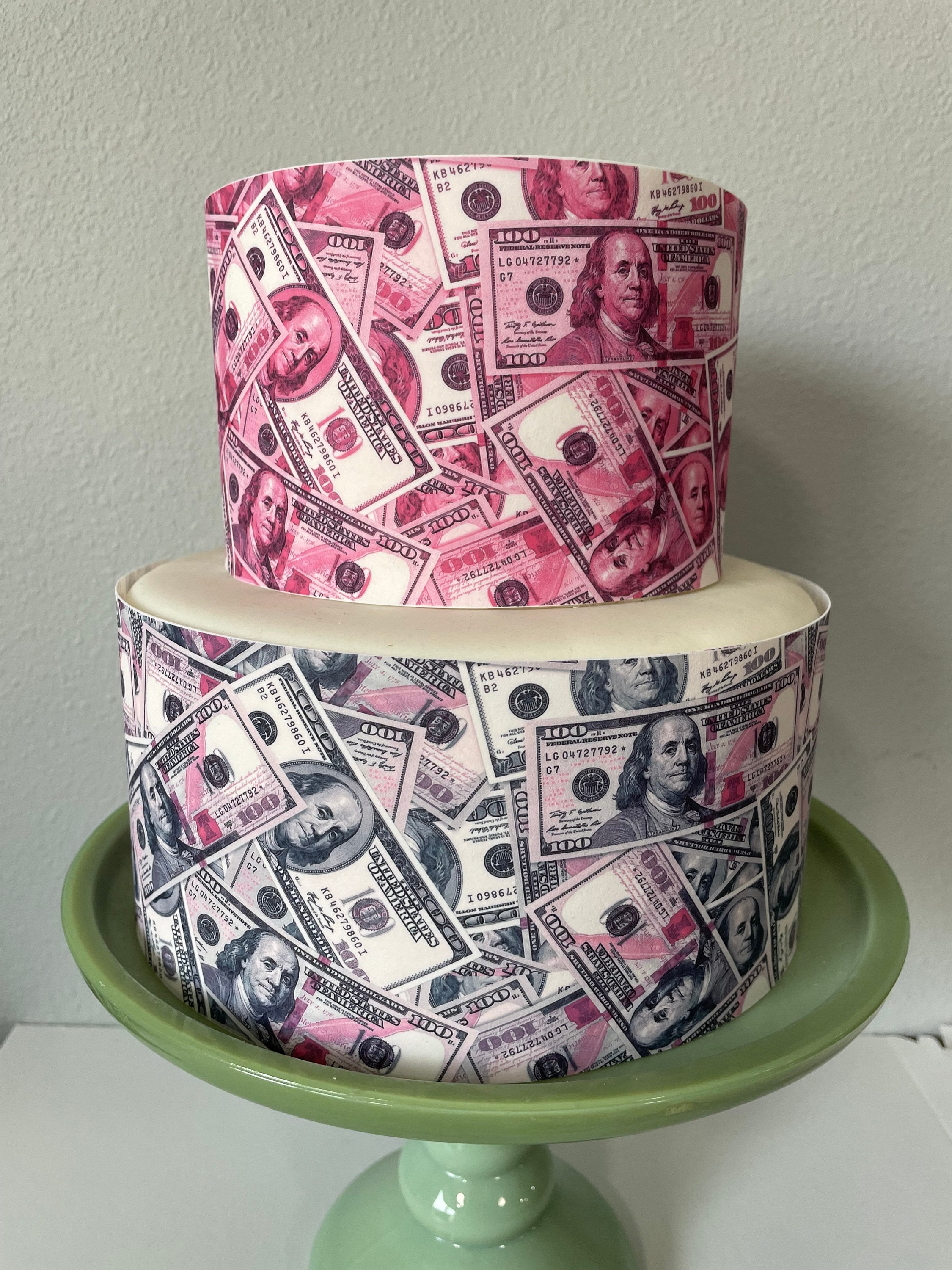 Paper Money Raps Pink Edible Fake Money Cake Strips Printed on Frosting Paper. One ...