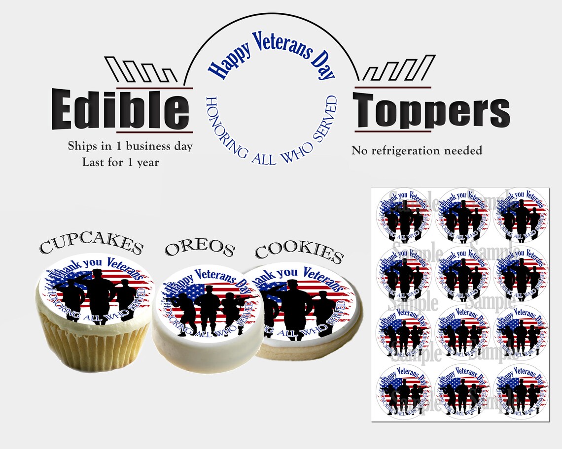 Vets Menu Topper Veterans Day Edible Picture for Cupcakes, Cookies and Oreos. Images ...