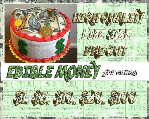 Edible Money 100 50 20 10 1 Dollar Bill Cake Toppers Fake Etsy
