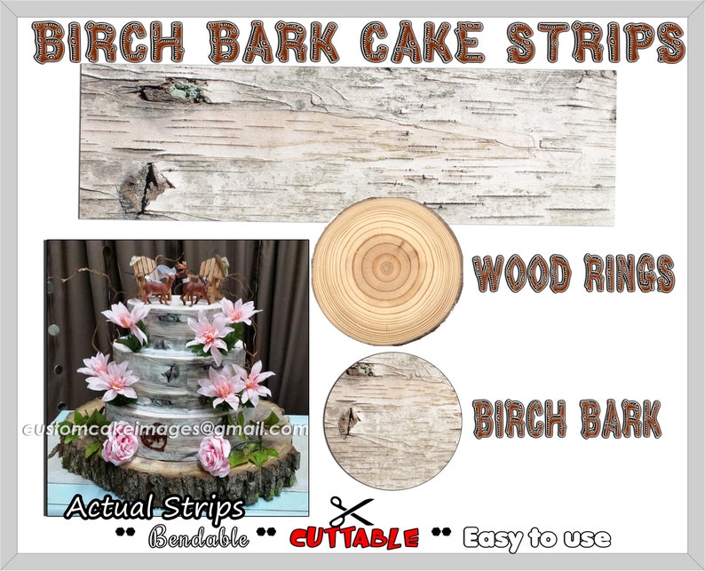 Edible White Birch Tree Bark & Wood Rings Cake Toppers and Etsy