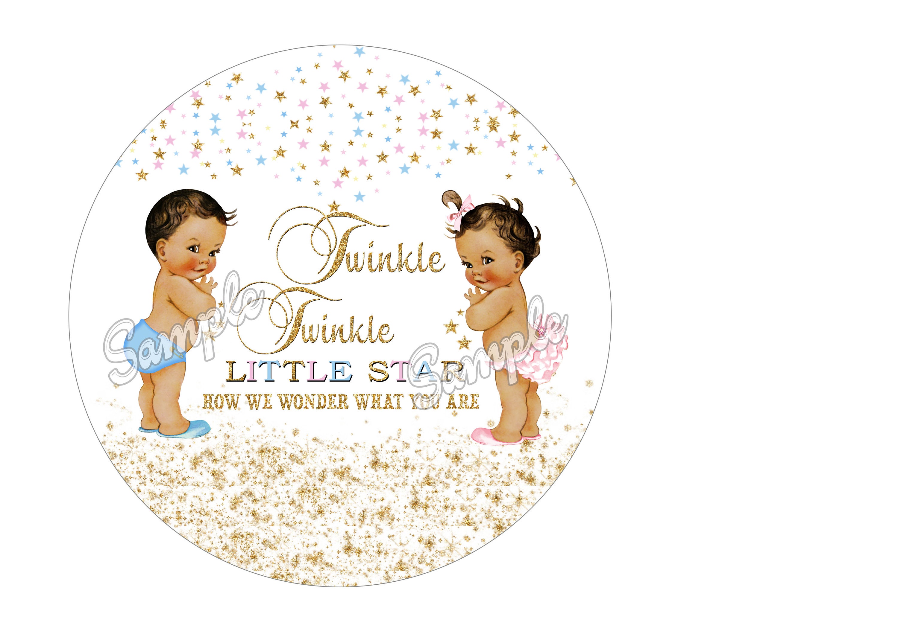 Twinkle Twinkle Little Star Gender Reveal Edible Topper for Cakes ...