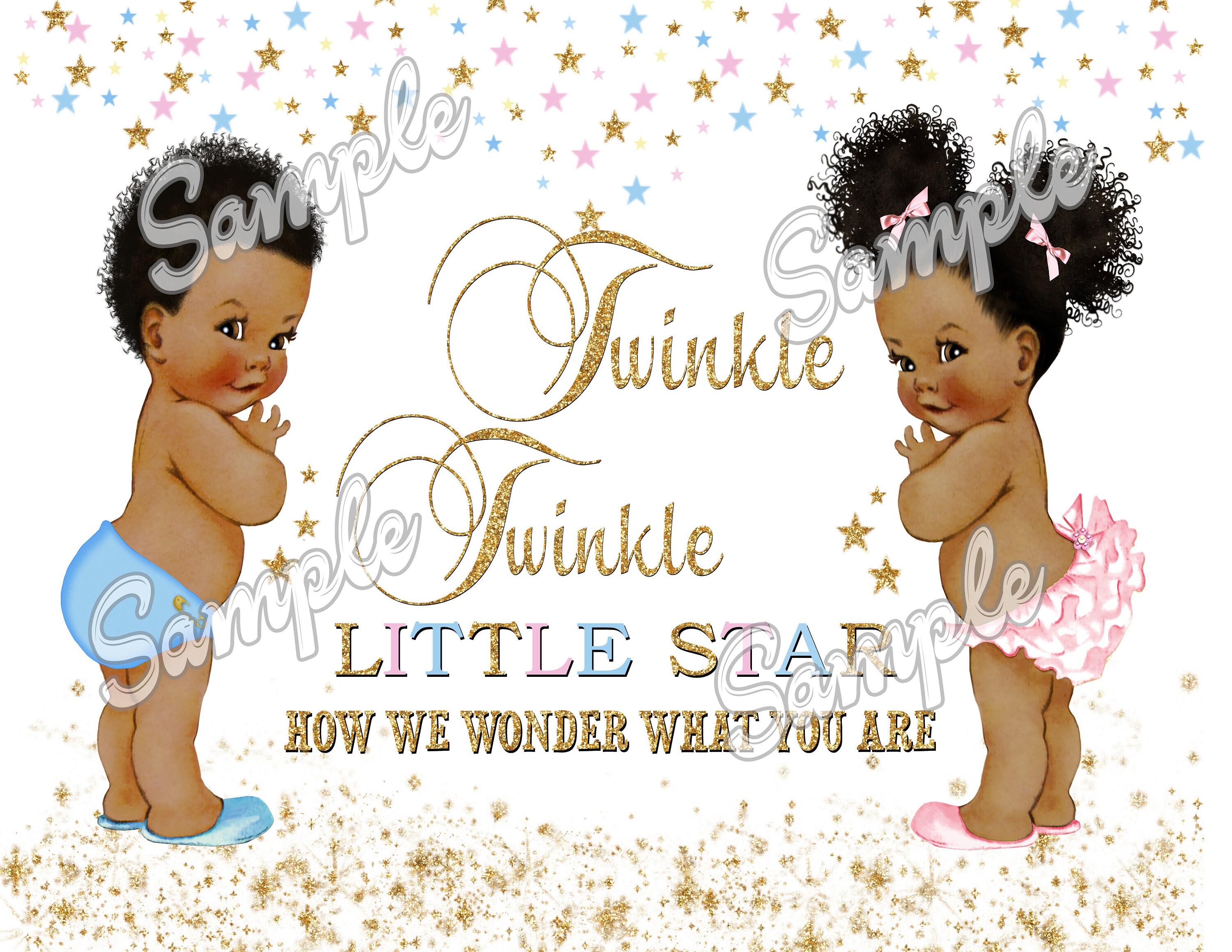 Twinkle Twinkle Little Star Gender Reveal Edible Topper for Cakes ...