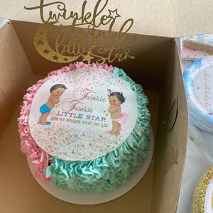Twinkle Twinkle Little Star Gender Reveal Edible Topper for Cakes ...