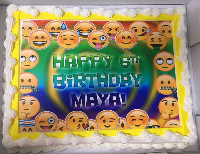 Emoji birthday edible cake toppers Custom topper picture Etsy