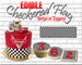 Black and white Checkered Flag Birthday edible strips or toppers! Cupcakes cookies side of cake picture sugar paper checkers race car 
