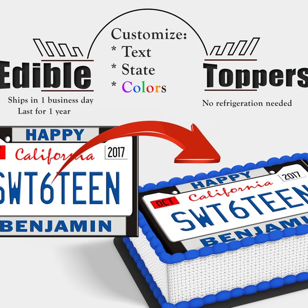 License Plate Birthday Cake 16th Etsy