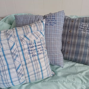 Memory Pillows, Pillow Made From Loved Ones Shirt, Keepsake Memory Pillow, Remembrance Pillow, Memorial Pillows