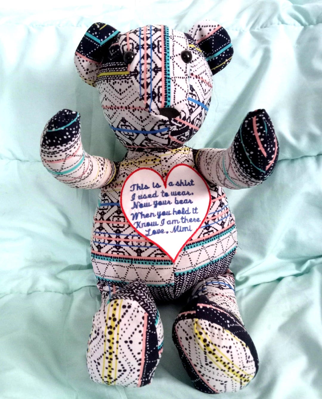 Memory Patchwork Bear, Keepsake Bear, Personalize Memory Bear, Bear ...