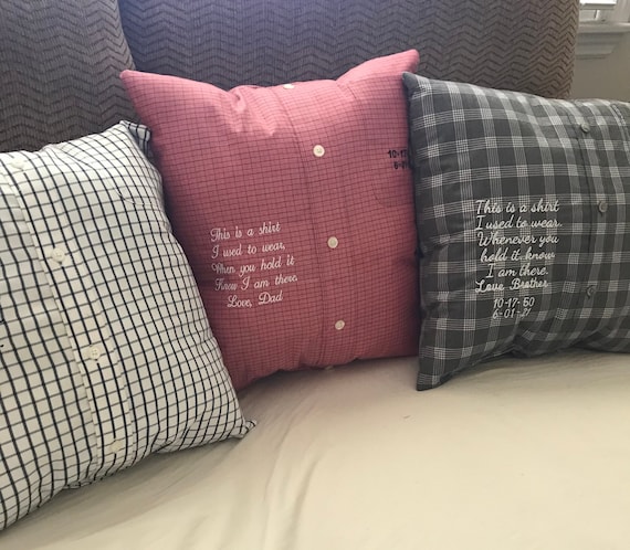 Keepsake Memory Pillow: Custom Shirt Remembrance Pillow with Embroidery