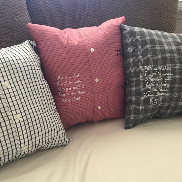 Memory Pillows Made With Loved Ones Clothing Etsy