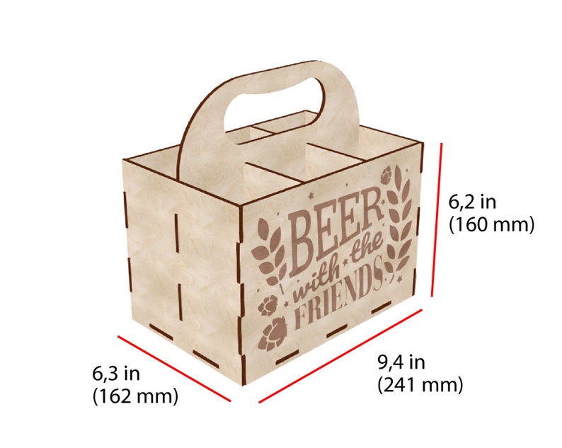 Beer holder box template for plywood 4 mm. Laser cut template Etsy
