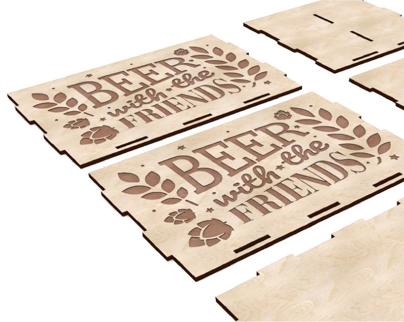 Download Beer holder box template for plywood 4 mm. Laser cut ...