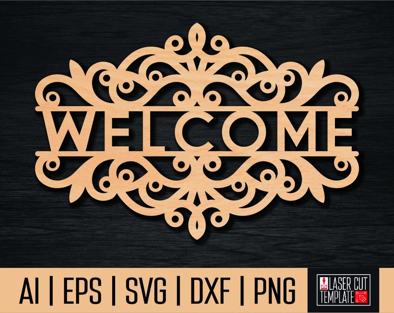 Download Welcome cut file. Laser cutting files. Welcome sign svg ...