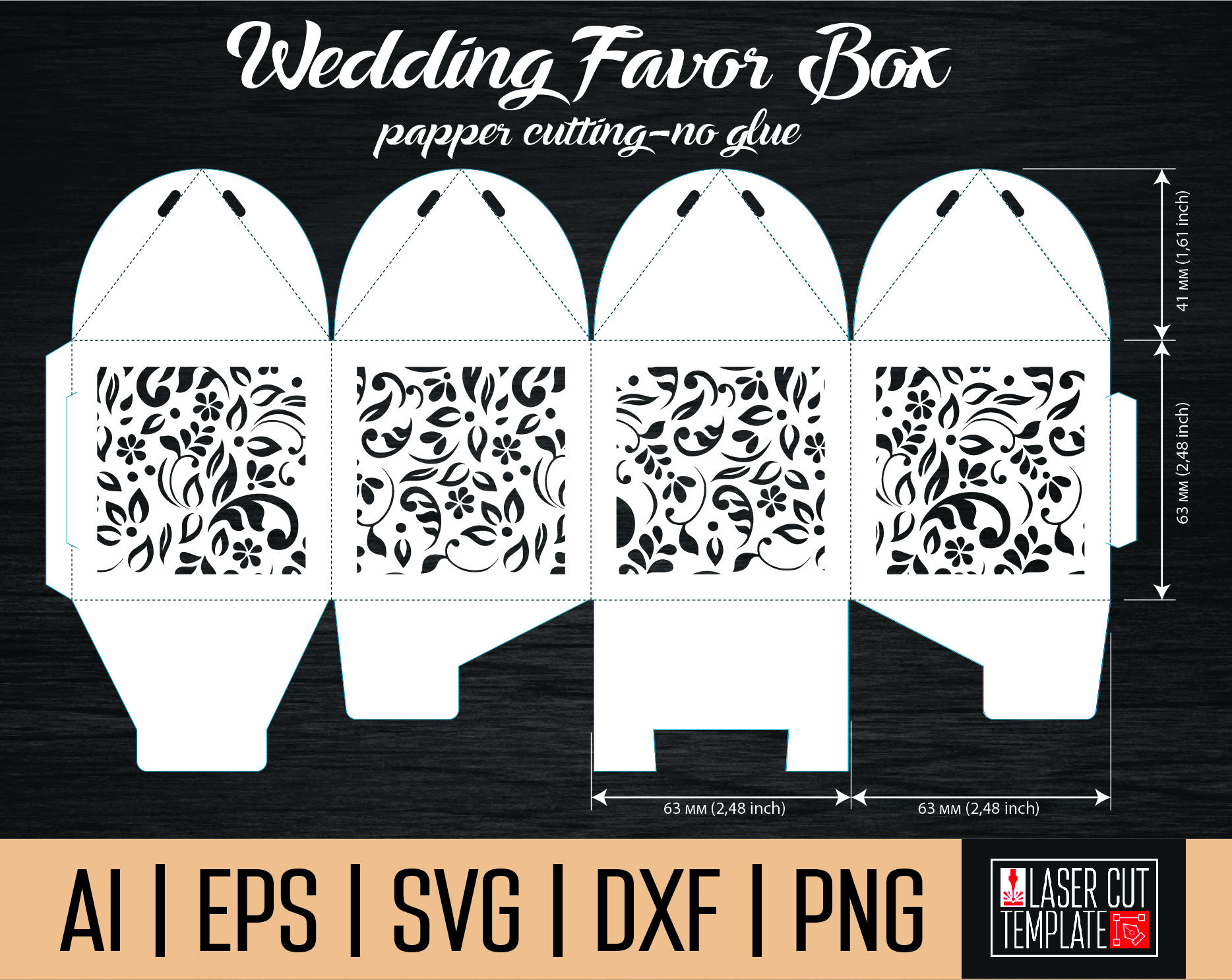 Download Favor box template. Box template svg. Gift box svg. laser ...