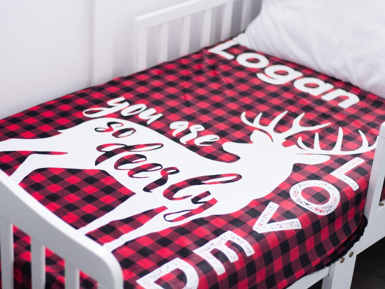 Buffalo Plaid Deer Baby Blanket Stag Toddler Bedding