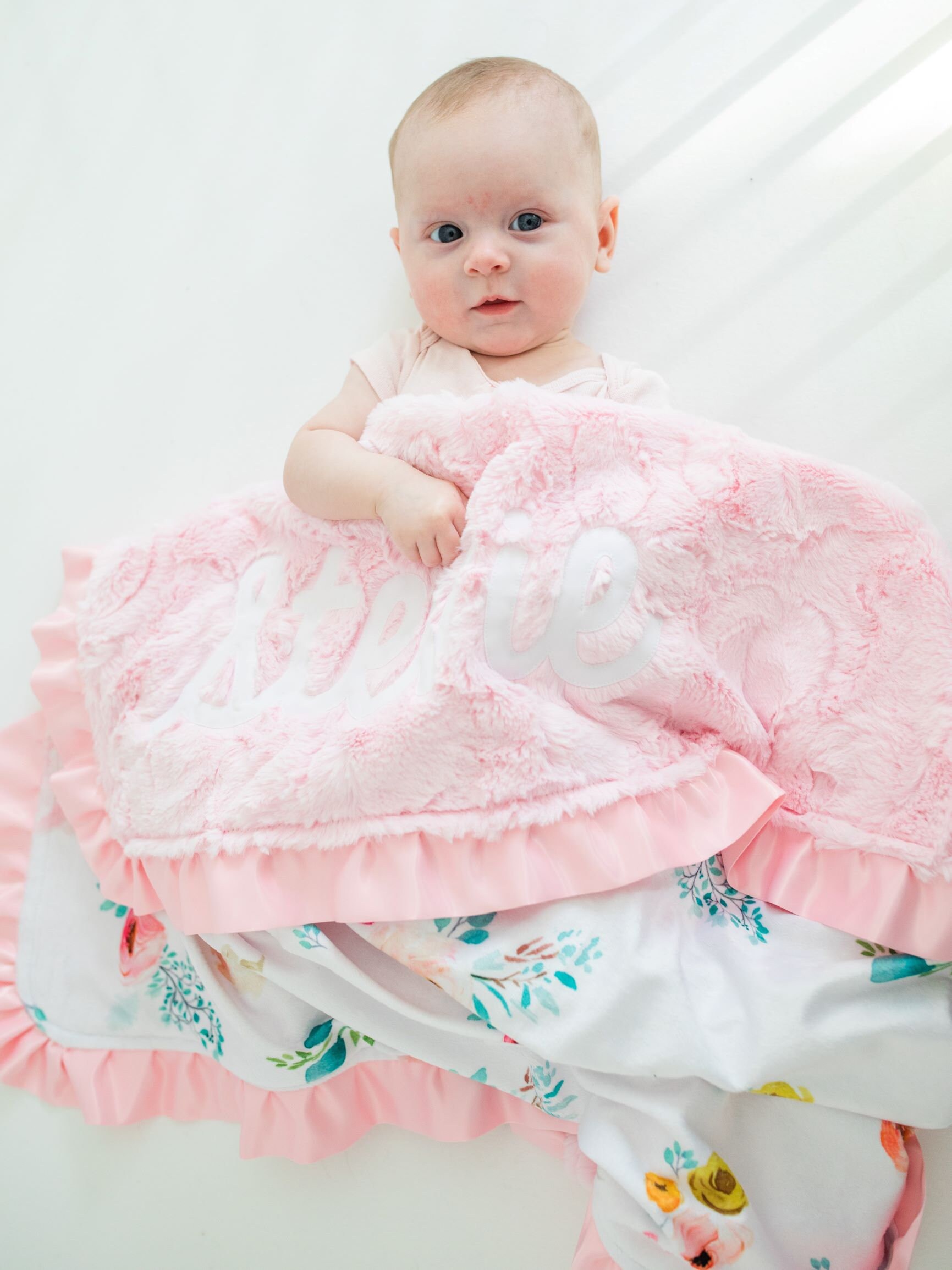Personalized Baby Girl Blanket with Satin Ruffle Light Pink Etsy