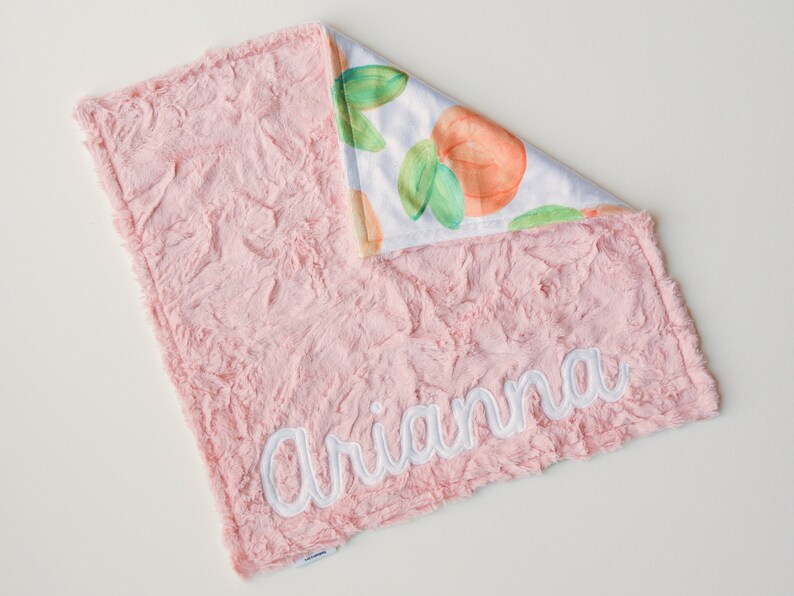 Small Peach Minky Lovey Blanket Personalized With Baby Etsy