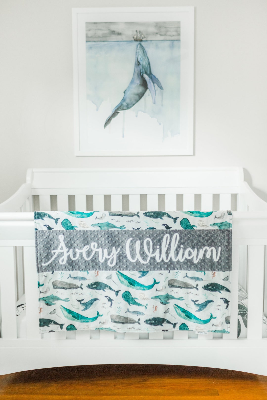Whale Baby Blanket Personalized Soft Minky Baby Blanket Etsy