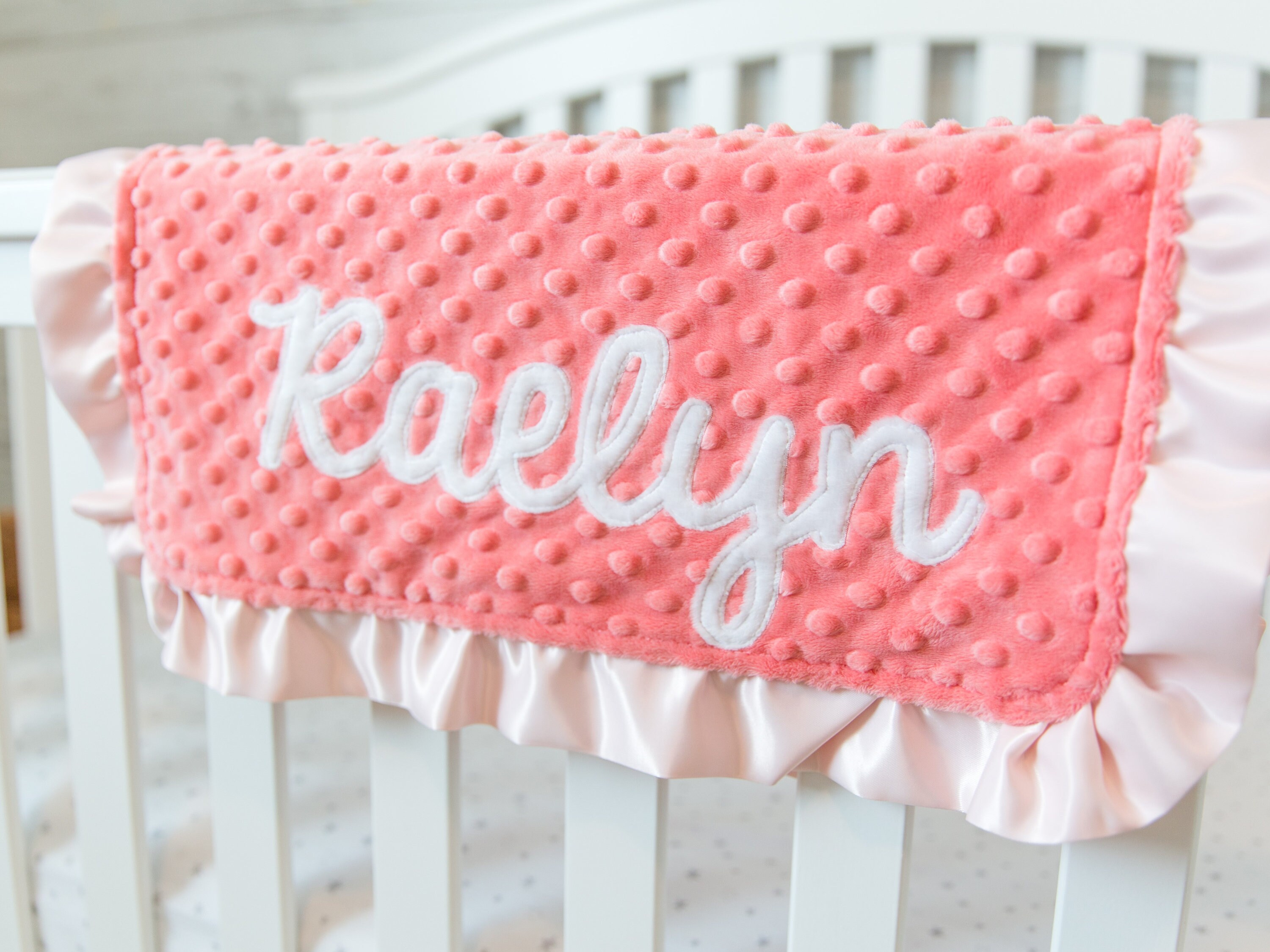 Personalized Baby Girl Security Blanket With Satin Ruffle Etsy
