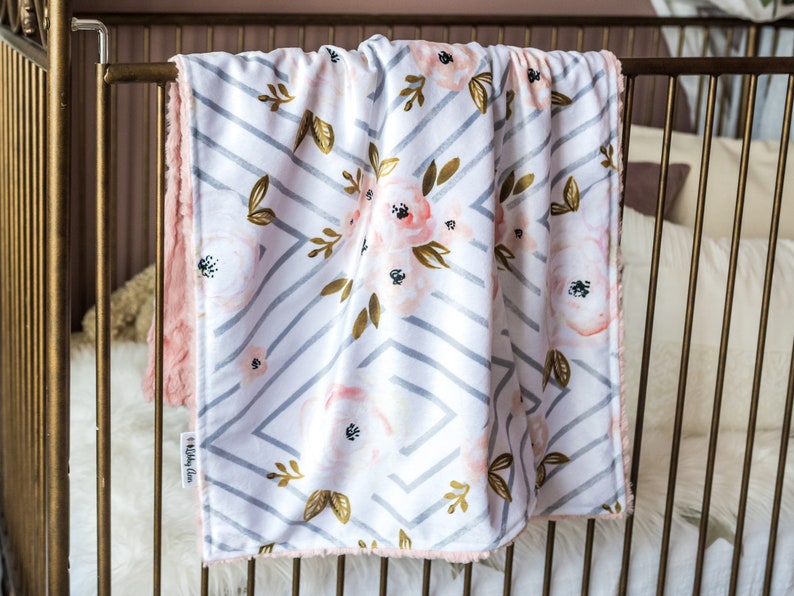 Peach Minky Faux Fur Baby Blanket With Name Personalized Etsy