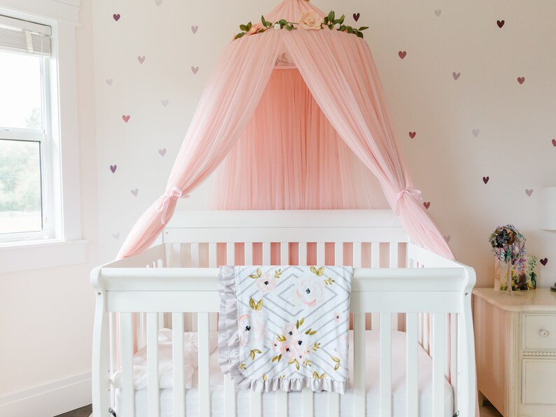 Personalized Gray Baby Girl Blanket With Satin Ruffle Soft Etsy