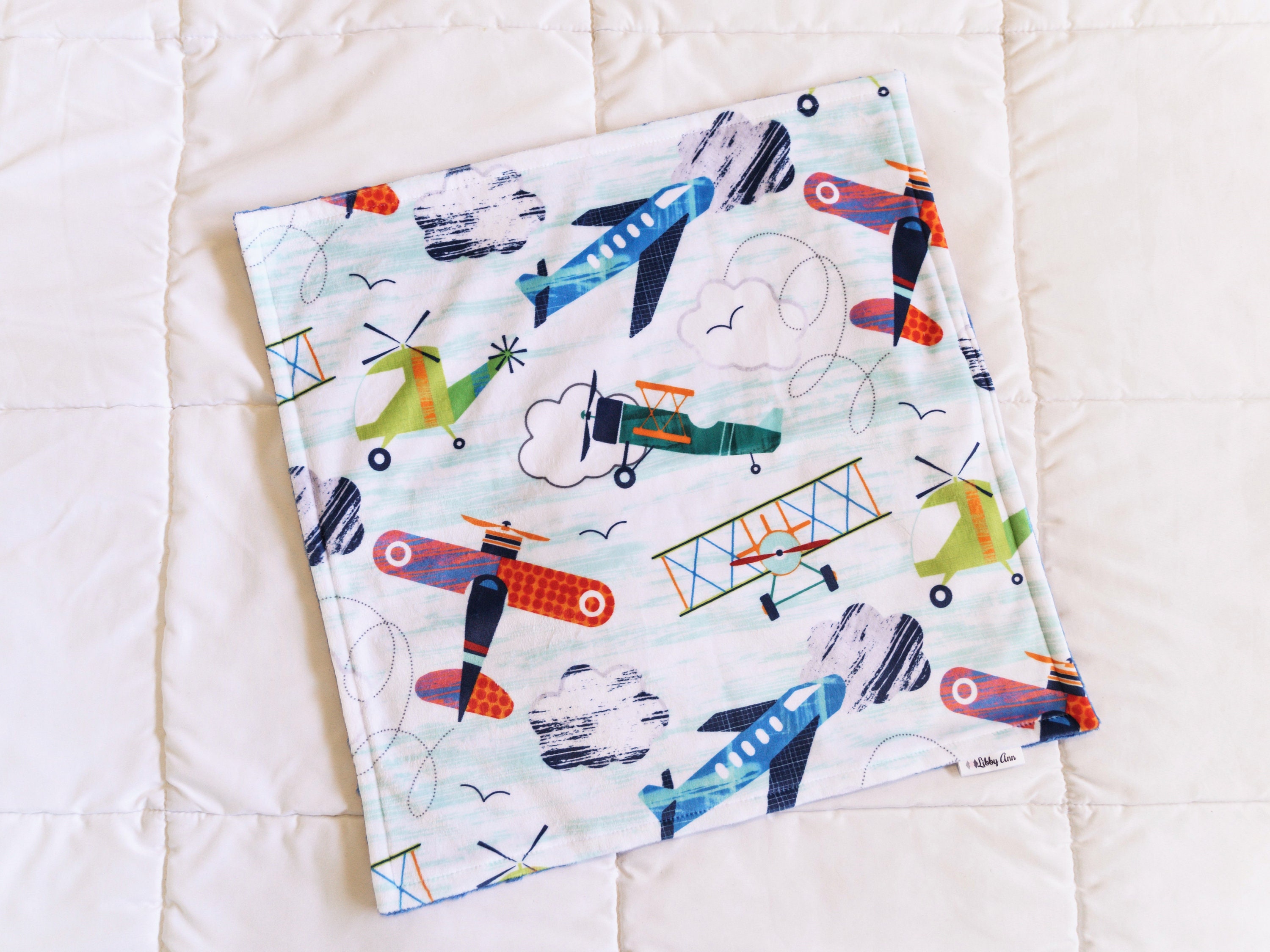 Personalized Security Blanket with Name Small Airplane Minky Etsy