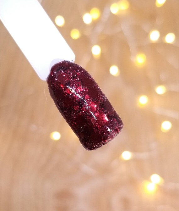 Dead Inside Dark Red Glitter Acrylic Nail Dip Powder